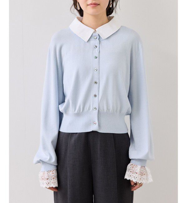 VIS「レースカフスドッキングニットカーディガン」|カーディガン|