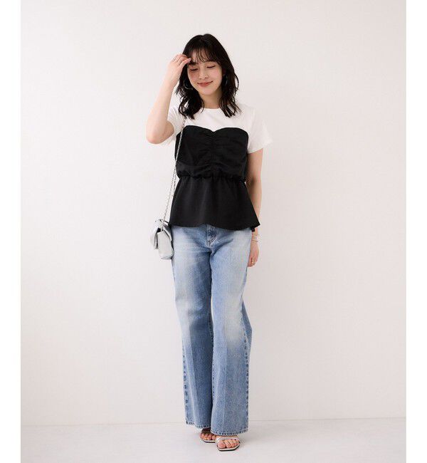 VIS「【WEB限定】美easyリネンライクシャーリングビスチェドッキングトップス/イージーケア・接触冷感」|Tシャツ・カットソー|