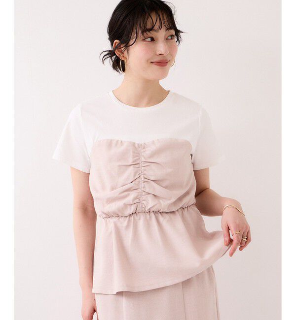 VIS「【WEB限定】美easyリネンライクシャーリングビスチェドッキングトップス/イージーケア・接触冷感」|Tシャツ・カットソー|