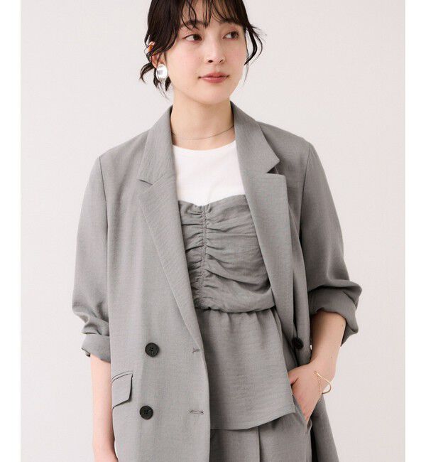 VIS「【WEB限定】美easyリネンライクシャーリングビスチェドッキングトップス/イージーケア・接触冷感」|Tシャツ・カットソー|