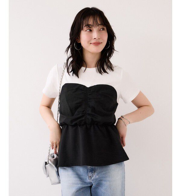 VIS「【WEB限定】美easyリネンライクシャーリングビスチェドッキングトップス/イージーケア・接触冷感」|Tシャツ・カットソー|