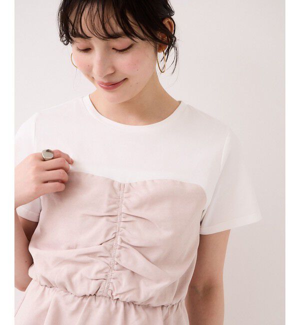 VIS「【WEB限定】美easyリネンライクシャーリングビスチェドッキングトップス/イージーケア・接触冷感」|Tシャツ・カットソー|ピンク(63)