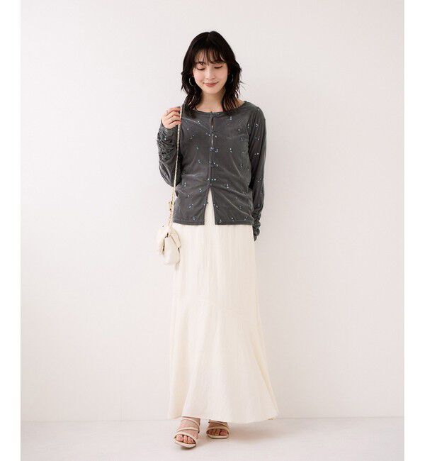 VIS「フロッキーチュール刺しゅうカーディガン/2WAY」|カーディガン|