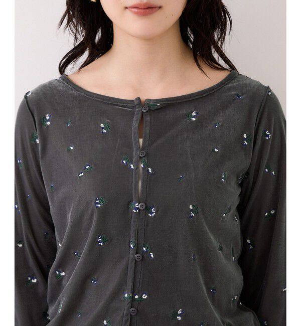 VIS「フロッキーチュール刺しゅうカーディガン/2WAY」|カーディガン|