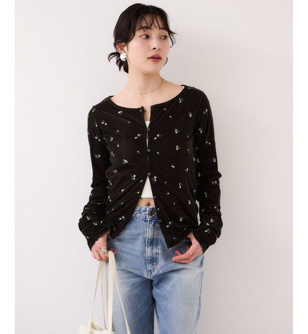 VIS「フロッキーチュール刺しゅうカーディガン/2WAY」|カーディガン|