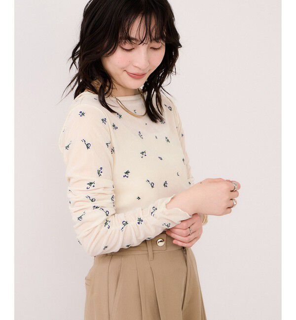 VIS「フロッキーチュール刺しゅうカーディガン/2WAY」|カーディガン|