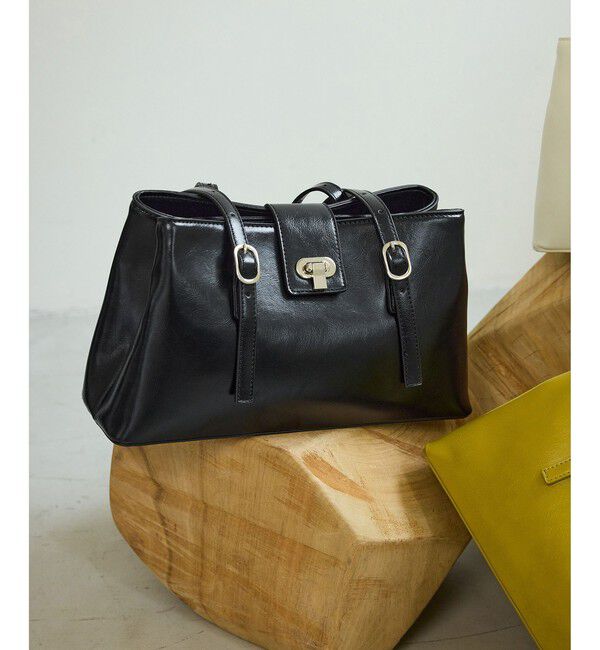 VIS「2層ロングハンドルバッグ」|トートバッグ|ブラック(01)