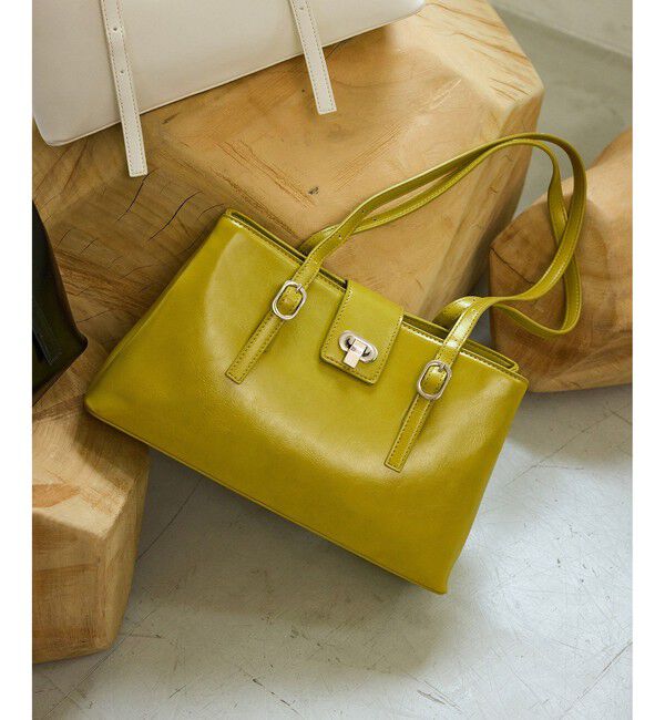 VIS「2層ロングハンドルバッグ」|トートバッグ|ライトグリン(33)