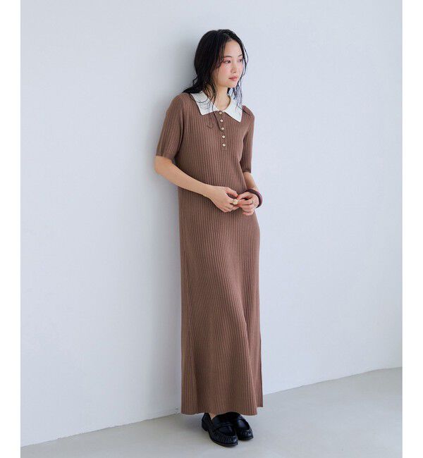 VIS「ポロ襟ニットワンピース」|ワンピース|