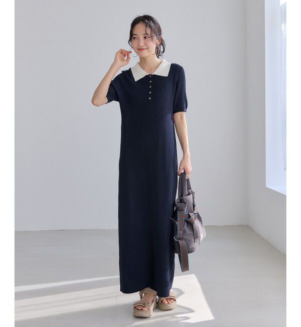 VIS「ポロ襟ニットワンピース」|ワンピース|
