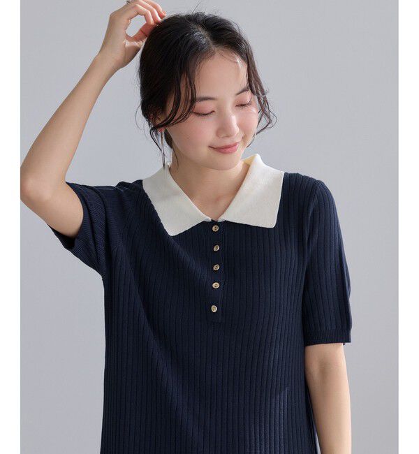 VIS「ポロ襟ニットワンピース」|ワンピース|