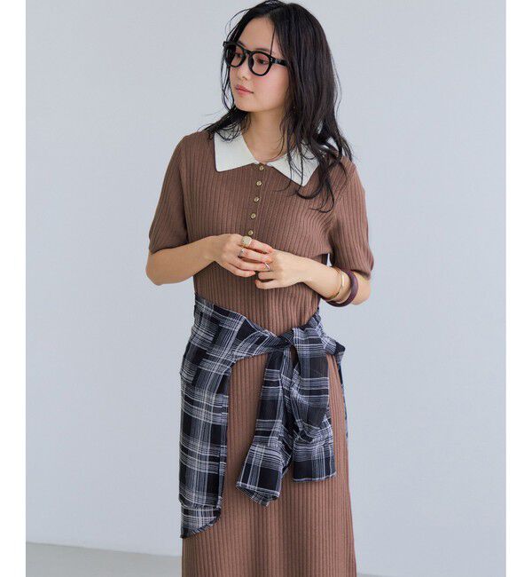 VIS「ポロ襟ニットワンピース」|ワンピース|