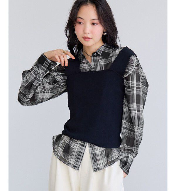 VIS「チェック＆シアーオーバーシャツ」|シャツ・ブラウス|