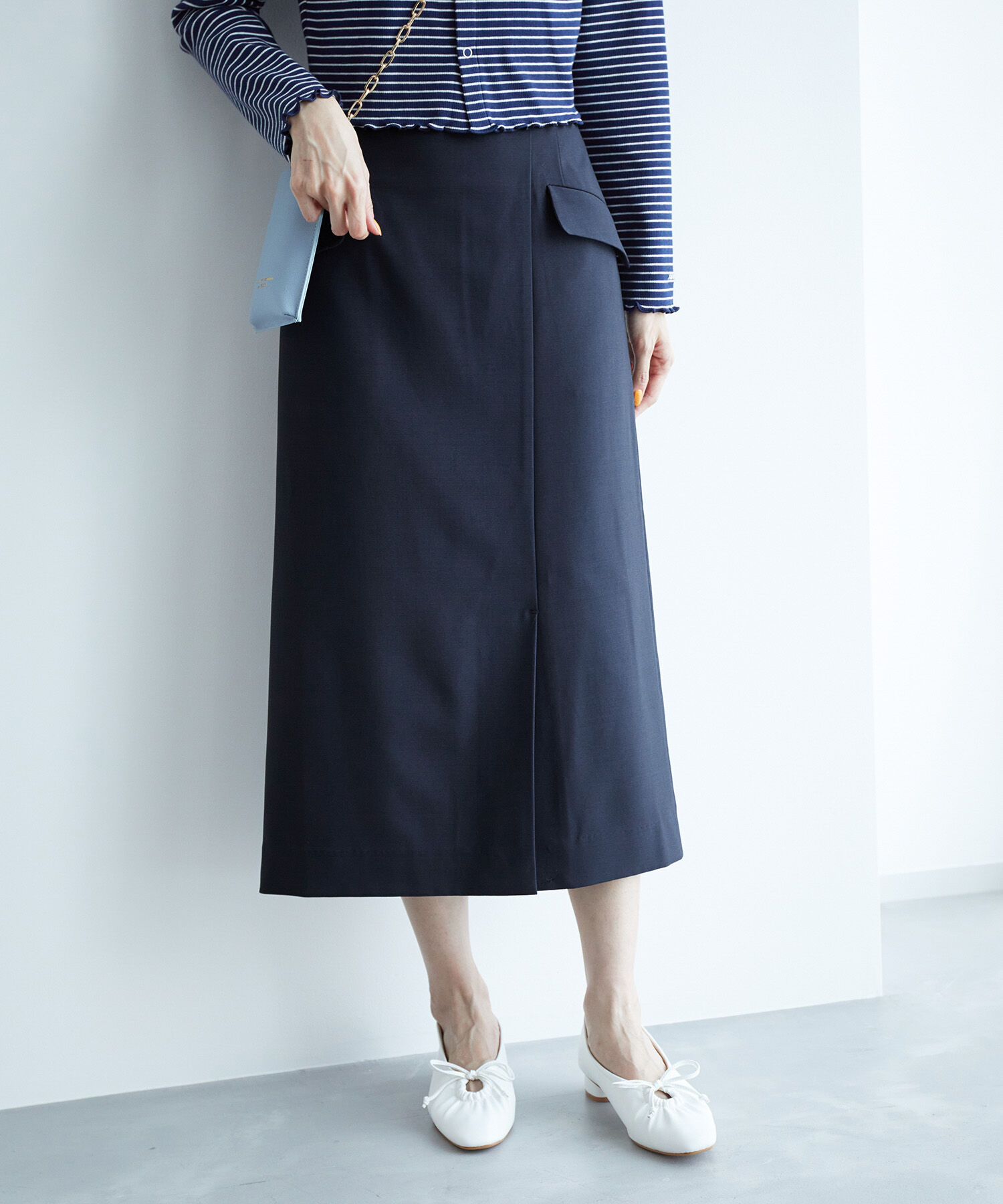 Rope&rsquo;Picnic「フロントデザインスカート」|スカート|ネイビー(40)