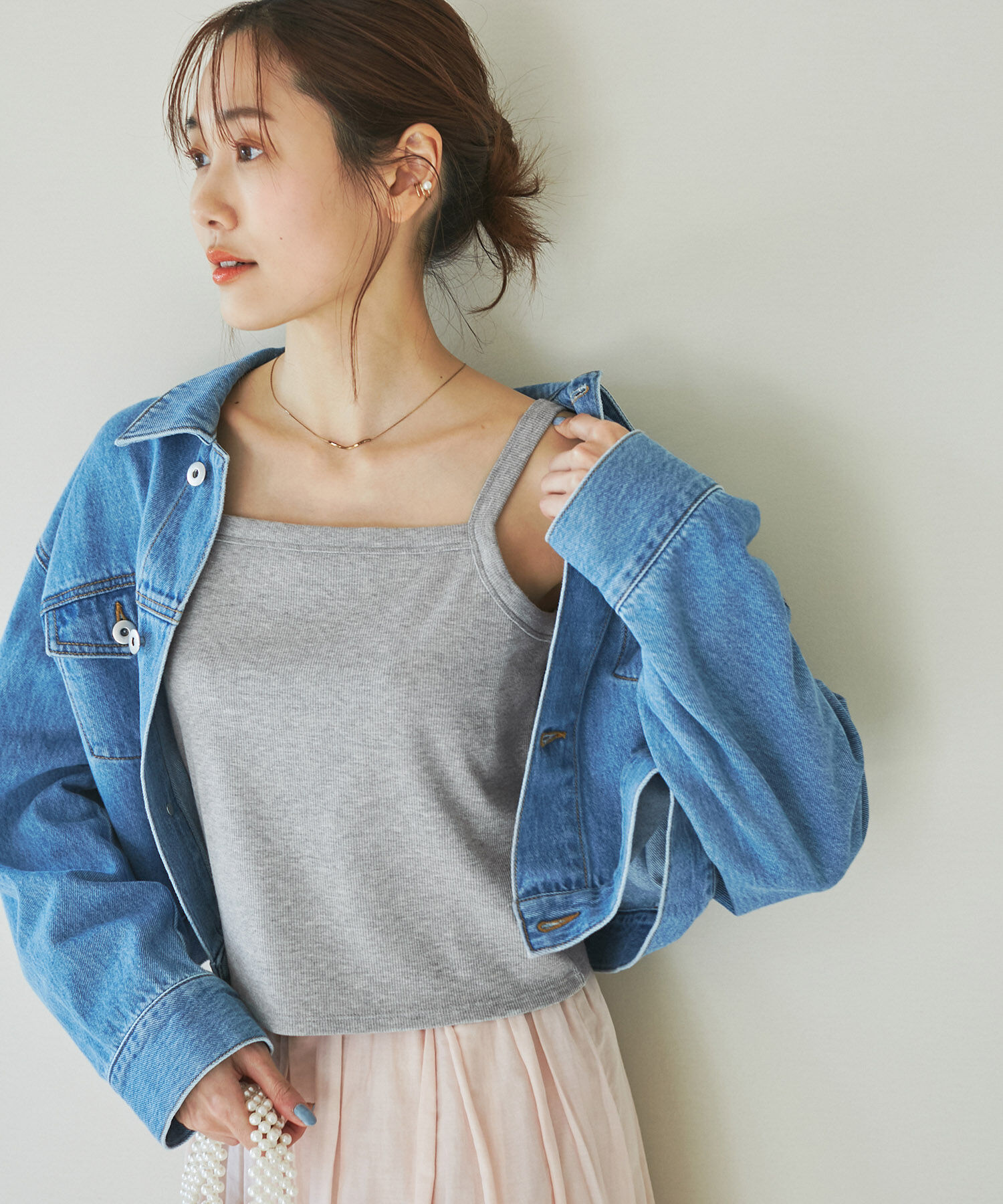 Rope&rsquo;Picnic「クロップドテレコタンクインナー」|タンクトップ|グレー(07)