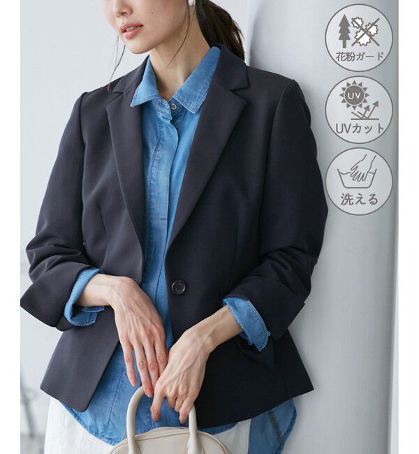 Rope&rsquo;Picnic「360&deg;ウルトラストレッチ テーラードジャケット/ UVカット・花粉ガード・セットアップ対応」|テーラードジャケット|ネイビー(40)