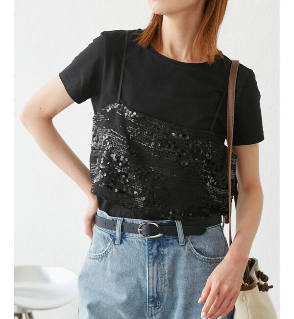 Rope&rsquo;Picnic「スパンコールビスチェ付きカットトップス」|Tシャツ・カットソー|クロメイン