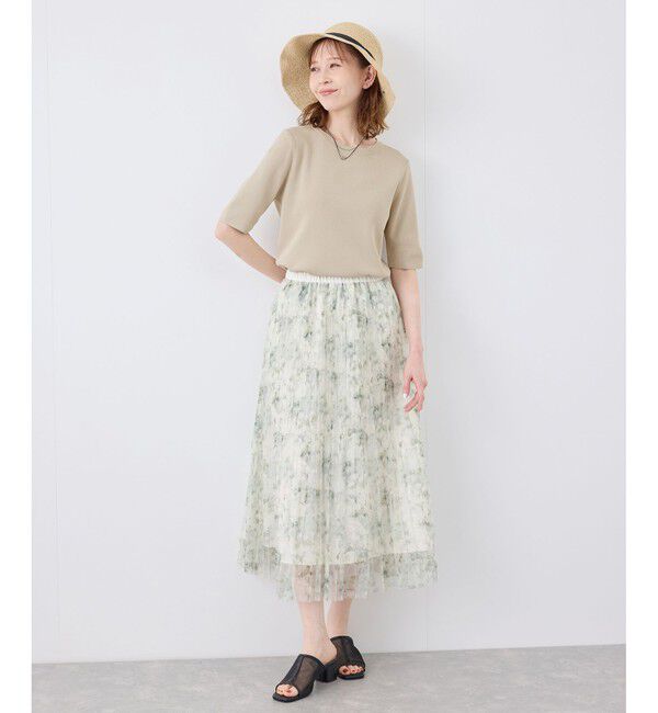 Rope&rsquo;Picnic「【イージーケア・UVカット・接触冷感・洗濯機OK】ハーフスリーブニットプルオーバー」|ニット・セーター|