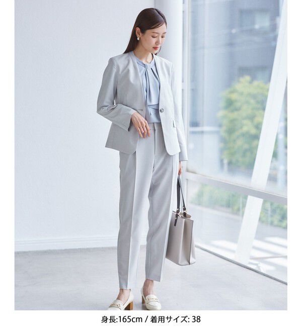 Rope&rsquo;Picnic「【UV対応】【リネンライク・シリーズ】ノーラペルジャケット/通勤・セットアップ対応」|ノーカラージャケット|