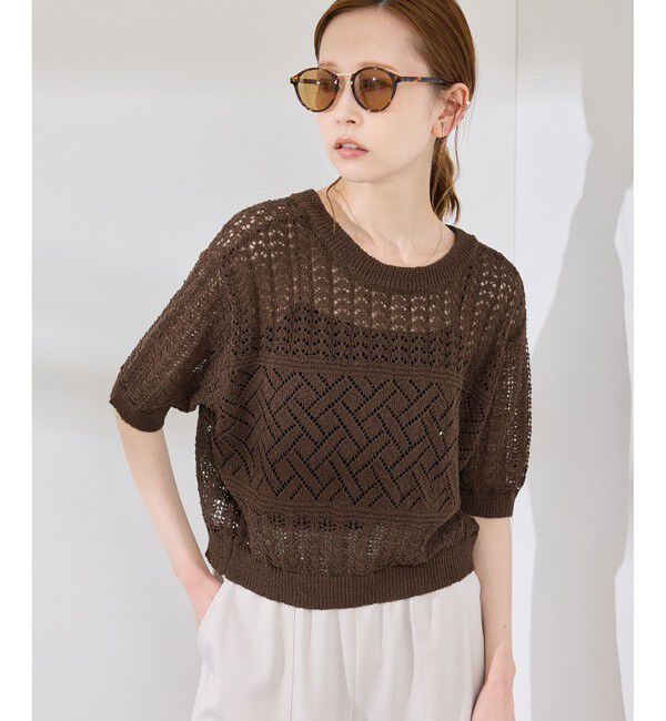 Rope&rsquo;Picnic「【前後2WAY】透かし編みレースカーディガン」|カーディガン|