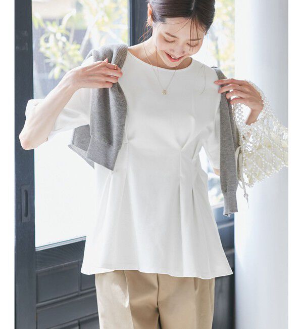 Rope&rsquo;Picnic「(接触冷感&times;UVカット)ウエストタックペプラムトップス」|Tシャツ・カットソー|