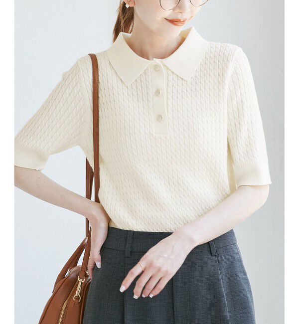 Rope&rsquo;Picnic「ミニケーブルハーフスリーブニットポロシャツ」|ポロシャツ|