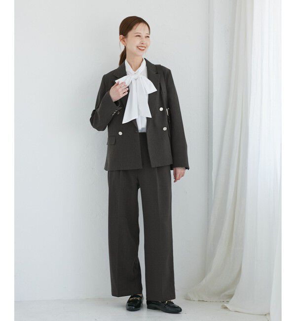 Rope&rsquo;Picnic「レディハンサムシリーズ ウールライク金ボタンジャケット(半裏地)/セットアップ・通勤対応」|テーラードジャケット|