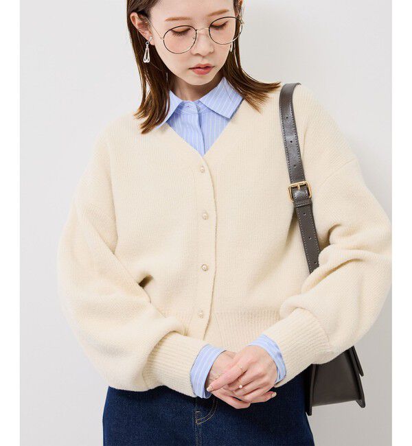 Rope&rsquo;Picnic「【新色追加】スフレニットシリーズ パールボタンショートカーディガン/イージーケア・リンクコーデ」|カーディガン|