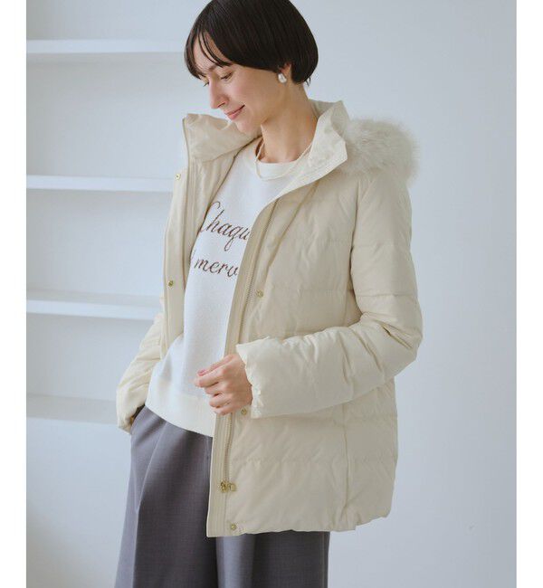 Rope&rsquo;Picnic「【GREEN DOWN/グリーンダウン】ファー付きダウンミドル丈コート/リンクコーデ」|ダウン|