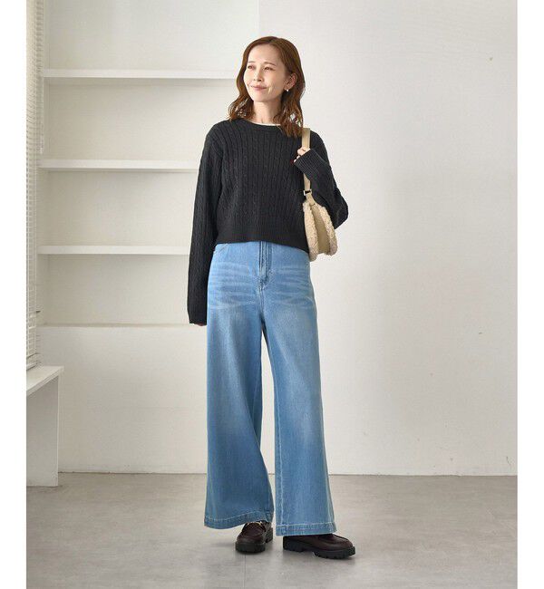 Rope&rsquo;Picnic「【BEVERLYHILLS POLO CLUB・WEB限定】ケーブル編みクロップドニットプルオーバー」|ニット・セーター|