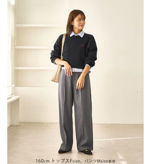 Rope&rsquo;Picnic「【BEVERLYHILLS POLO CLUB・WEB限定】ケーブル編みクロップドニットプルオーバー」|ニット・セーター|