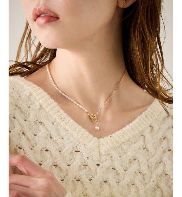 ROPE PICNIC PASSAGE「チェーン&times;パールショートスライドネックレス」|ネックレス|