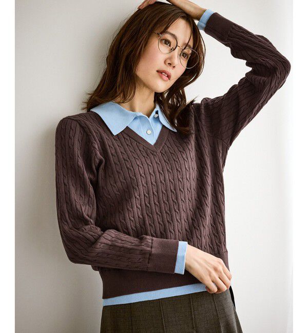 Rope&rsquo;Picnic「【新色追加】フェイクレイヤードニットプルオーバー」|ニット・セーター|