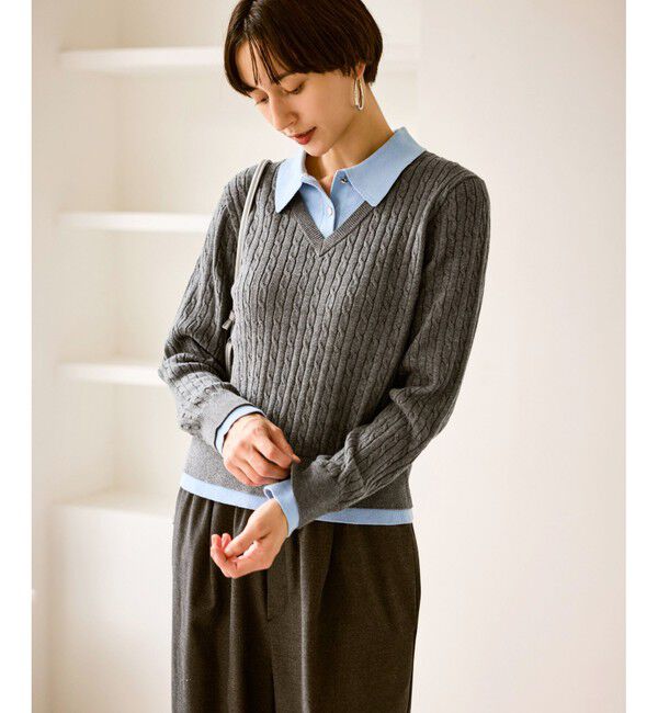 Rope&rsquo;Picnic「【新色追加】フェイクレイヤードニットプルオーバー」|ニット・セーター|