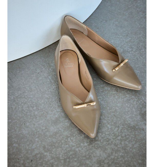 ROPE PICNIC PASSAGE「メタルリボンＶカットフラットパンプス」|パンプス|ベージュ系(29)