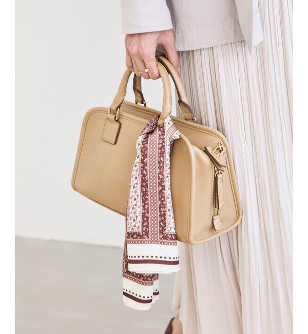 ROPE PICNIC PASSAGE「花柄&times;パターン柄スカーフ 70cm」|バンダナ・スカーフ|ブラウン系(23)