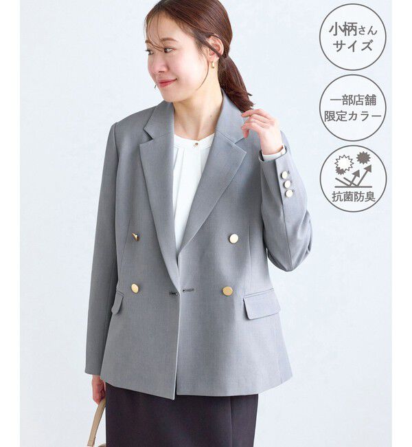 Rope&rsquo;Picnic「【低身長・小柄さんサイズ】クリアツイル金ボタンジャケット/入卒式・セレモニー・セットアップ対応」|テーラードジャケット|グレー(07)