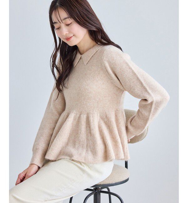 Rope&rsquo;Picnic「アンゴラ混ペプラムニット」|ニット・セーター|ベージュ(27)
