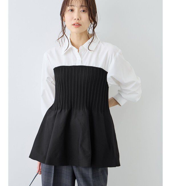 Rope&rsquo;Picnic「シャツドッキングペプラムニット」|シャツ・ブラウス|
