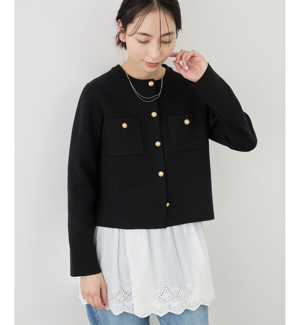 Rope&rsquo;Picnic「ミラノリブ金ボタンニットカーディガン」|カーディガン|ブラック系(03)