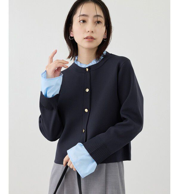 Rope&rsquo;Picnic「襟フリルドッキングカーディガン」|カーディガン|ネイビー(40)