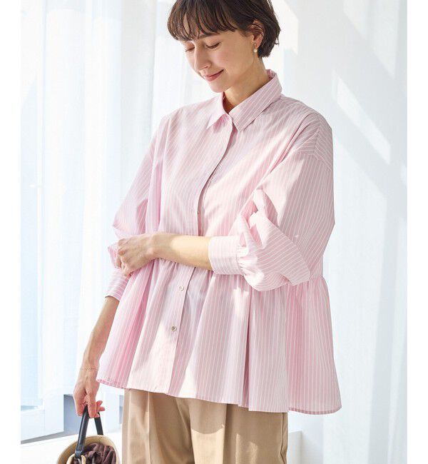 Rope&rsquo;Picnic「ペプラムシャツブラウス/UVカット・防シワ」|シャツ・ブラウス|