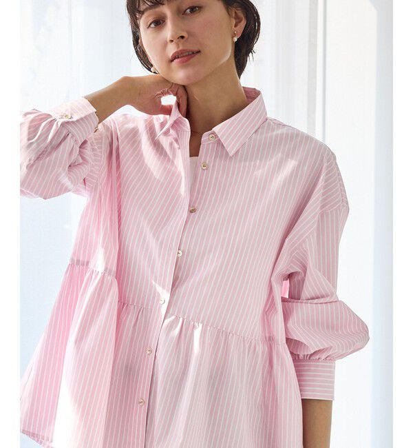 Rope&rsquo;Picnic「ペプラムシャツブラウス/UVカット・防シワ」|シャツ・ブラウス|