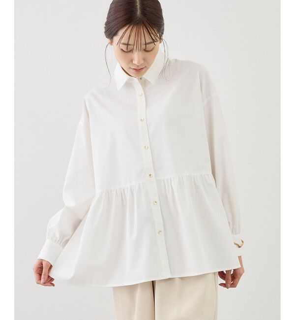 Rope&rsquo;Picnic「ペプラムシャツブラウス/UVカット・防シワ」|シャツ・ブラウス|