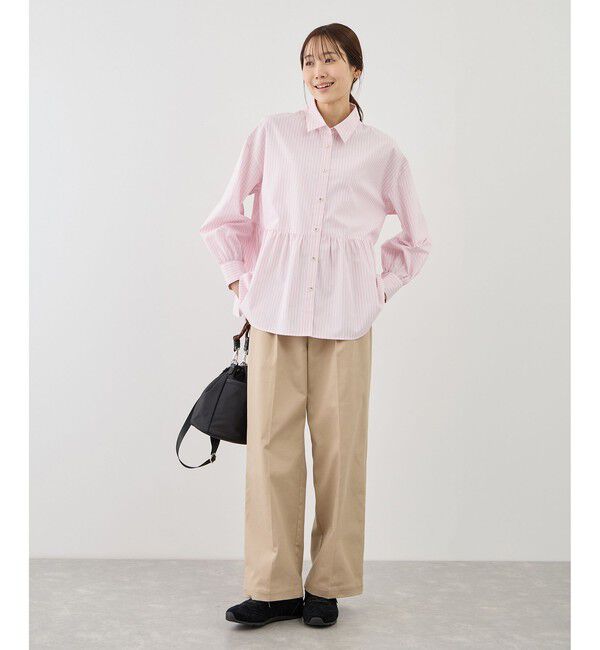 Rope&rsquo;Picnic「ペプラムシャツブラウス/UVカット・防シワ」|シャツ・ブラウス|