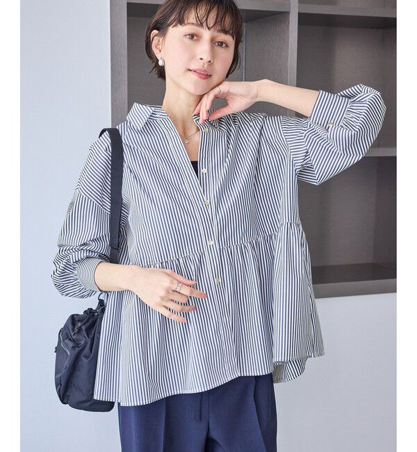 Rope&rsquo;Picnic「ペプラムシャツブラウス/UVカット・防シワ」|シャツ・ブラウス|