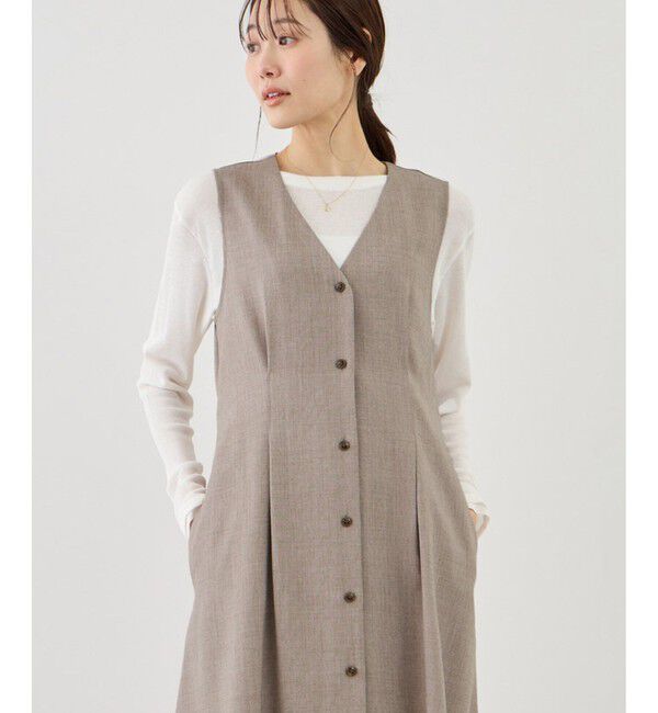 Rope&rsquo;Picnic「ウエストタックジャンパースカート」|ワンピース|ベージュ系(29)