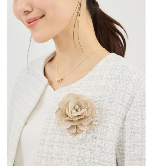ROPE PICNIC PASSAGE「パール&times;サテンフラワーコサージュ」|ブローチ・コサージュ|ベージュ系(28)