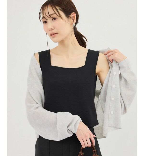 Rope&rsquo;Picnic「スクエアネックニットタンクトップ」|タンクトップ|ブラック(01)