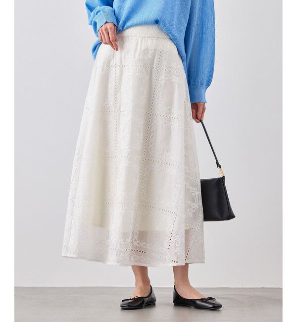 Rope&rsquo;Picnic「刺繍レースフレアスカート」|スカート|